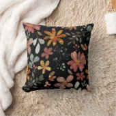 黒のフローラ印刷 クッション (ブランケット)