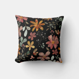黒のフローラ印刷 クッション