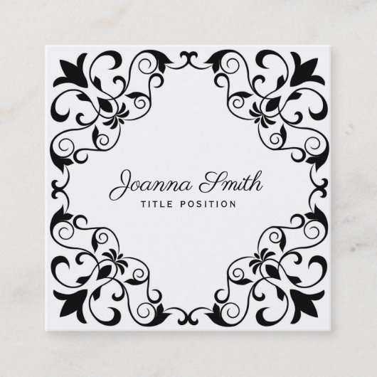 黒のフローラ枠 スクエア名刺 (正面)