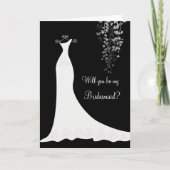 黒のブライズメイドに白のウェディングドレスのお願い 招待状 (正面)