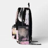 黒のブラシストロークと落書きパターン プリントバックパック (右)
