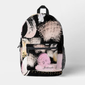 黒のブラシストロークと落書きパターン プリントバックパック (正面)