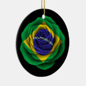 黒のブラジル人のばら色の旗 セラミックオーナメント (右)