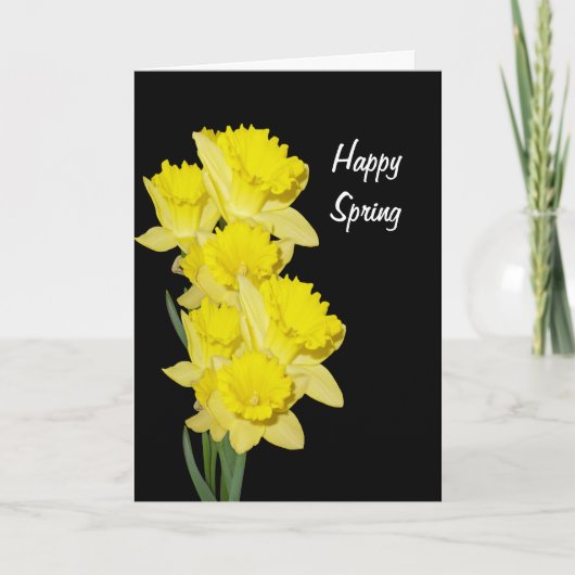 黒のブランクのラッパスイセンはメッセージカード感謝していしています サンキューカード (正面)