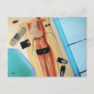 黒のブロンドの女性 ポストカード