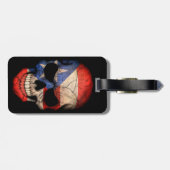 黒のプエルトリコの旗のスカル ラゲッジタグ (裏面横)