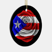 黒のプエルトリコ人のばら色の旗 セラミックオーナメント (右)