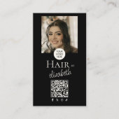 黒のヘアサロン スクリプト ソーシャルアイコン ロゴ 写真 名刺 (正面)