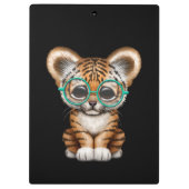 黒のベビーの虎の子かわいい身に着けているガラス クリップボード (裏面)