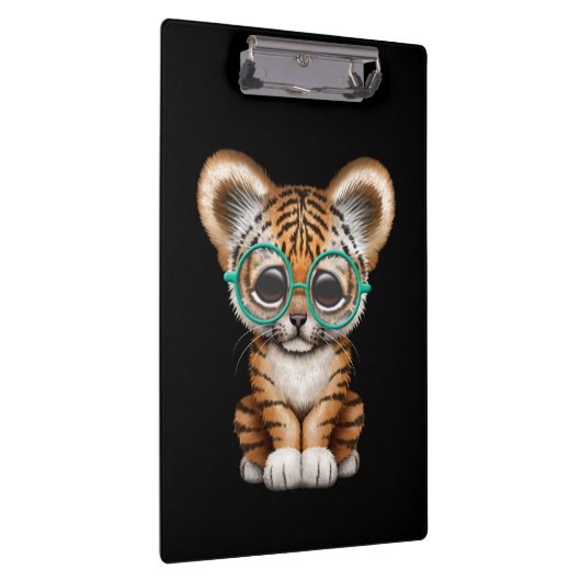 黒のベビーの虎の子かわいい身に着けているガラス クリップボード (右)