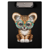 黒のベビーの虎の子かわいい身に着けているガラス クリップボード (正面)