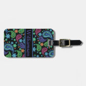 黒のペイズリー ラゲッジタグ (正面横)