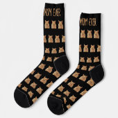 黒のペットヘッド最高の猫ママフォトパターン ソックス (左)