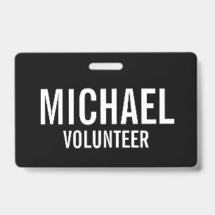 黒のボランティアバッジと名前をカスタムする バッジ