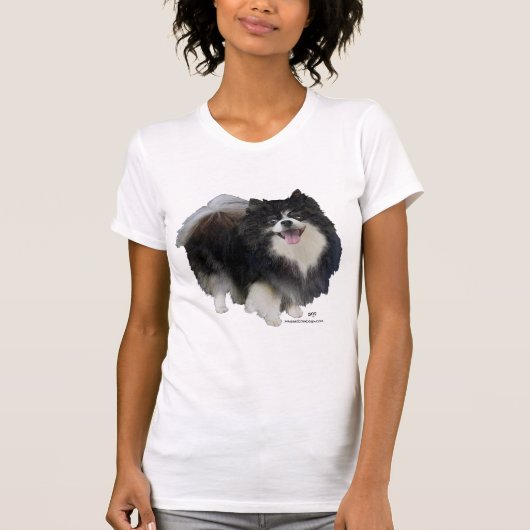 黒のポメラニアン Tシャツ (正面)