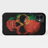 黒のポルトガルの旗のスカル Case-Mate iPhoneケース (裏面(横))