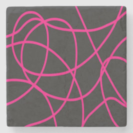 黒のマゼンタのリボン ストーンコースター