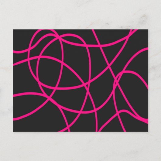 黒のマゼンタのリボン ポストカード (正面)