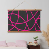 黒のマゼンタのリボン 吊り下げ型タペストリー (寝室)