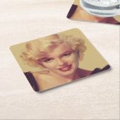 黒のマリリン スクエアペーパーコースター (アングル)