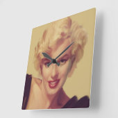 黒のマリリン スクエア壁時計 (傾斜)