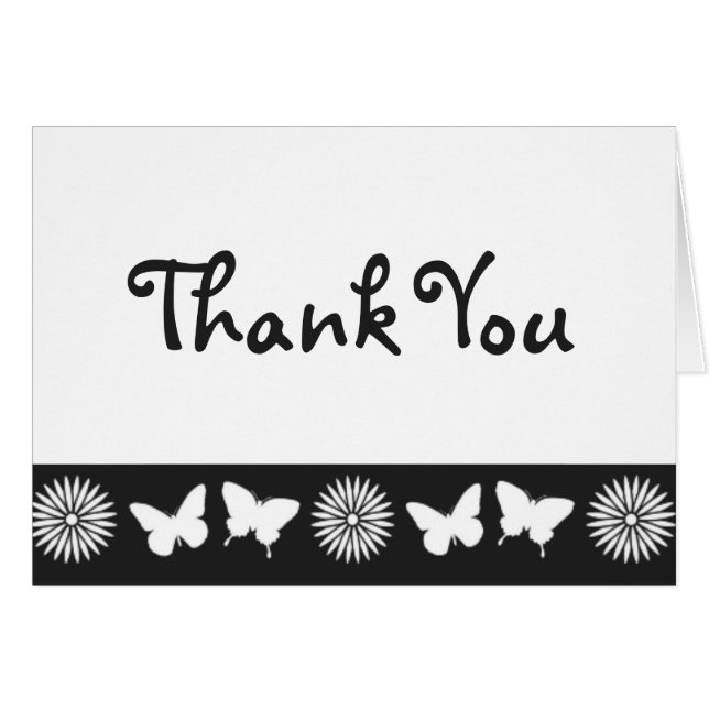 黒のマーガレットと蝶のThank Youカード (正面横)