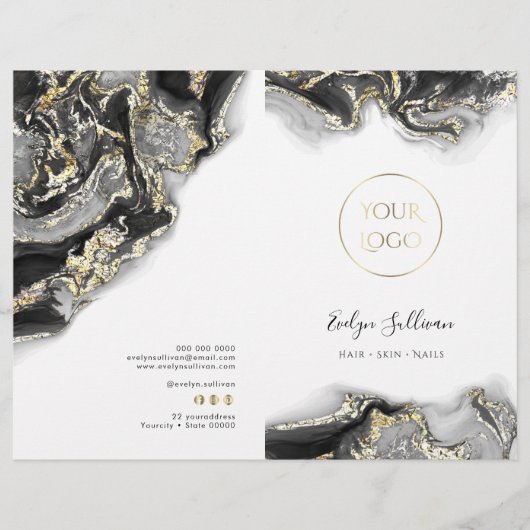 黒のマーブリングデザインサービスメニューカタログ (正面)