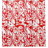 黒のマーレ赤と白ッド抽象芸術 シャワーカーテン (正面)