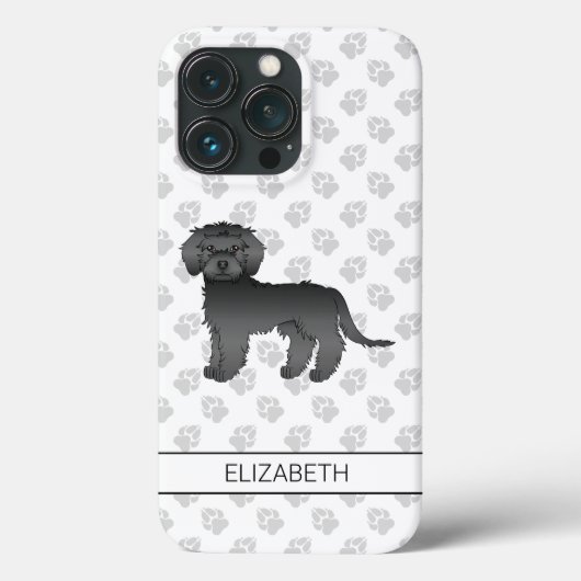 黒のミニチュア・ゴールドゥードル・キャラクター犬+名前 Case-Mate iPhoneケース (裏面)