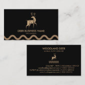 黒のミニマリスト森の動物 鹿 名刺 (正面/裏面)