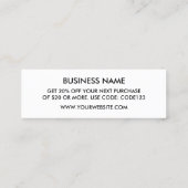 黒のミニマリスト·モダンヴィンテージ·ディスカウント·カード スキニー名刺 (裏面)