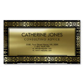 黒のメキシコ人の/Tribalのアステカで幾何学的な金ゴールド マグネット名刺 (正面)