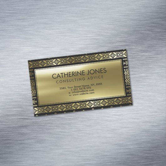 黒のメキシコ人の/Tribalのアステカで幾何学的な金ゴールド マグネット名刺 (インサイチュ)