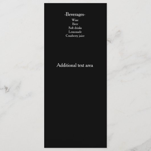 黒のメニューカー結婚ドに赤いバラ メニュー (裏面)