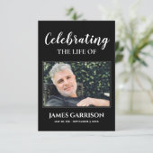 黒のメモリアル 葬儀 祈り カード 写真付き (スタンド正面)