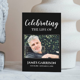 黒のメモリアル 葬儀 祈り カード 写真付き