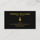 黒のモダンでエレガントで黄色いパイナップルロゴ 名刺 (裏面)