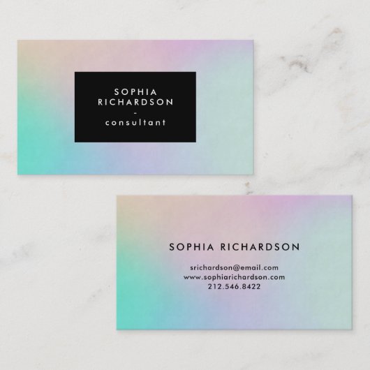 黒のモダンでカラフルなレーザー光線写真一見 名刺 (正面/裏面)