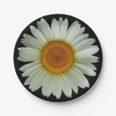 黒のモダンで白いデイジー ペーパープレート (正面)