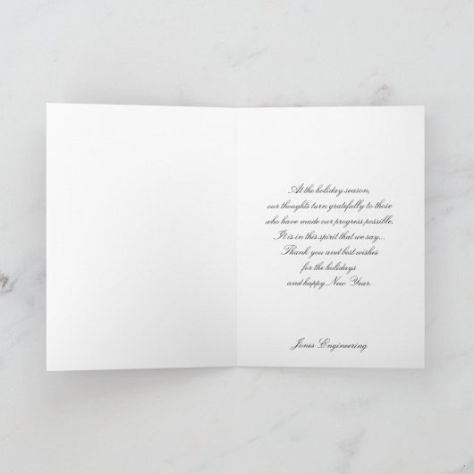 黒のモダンなホワイトクリスマスの木のグラフィック シーズンカード (内部)