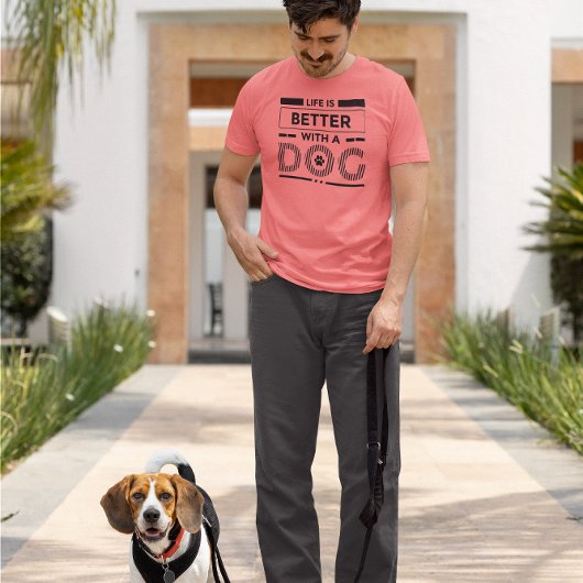 黒のモダンな犬のデザイン トライブレンドＴシャツ