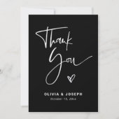 黒のモダンオーバーレイ | 写真結婚の サンキューカード (正面)