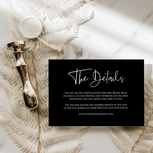 黒のモダンオーバーレイ | 結婚詳細 エンクロージャーカード