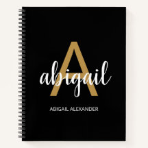 黒のモダンガーリー金ゴールドモノグラム名