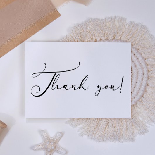 黒のモダンシンプル文字 サンキューカード