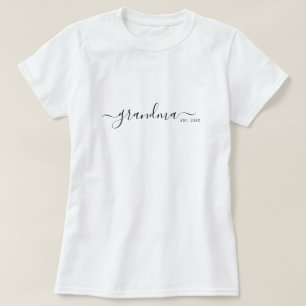 黒のモダンスクリプトで確立されたおばあちゃん Tシャツ