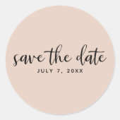 黒のモダンスクリプトタイプ日付ベージュの保存赤面 ラウンドシール (正面)