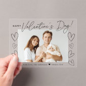 黒のモダンスクリプトハッピーバレンタインデー写真 アクリル招待状 (インサイチュ (ポータブル))