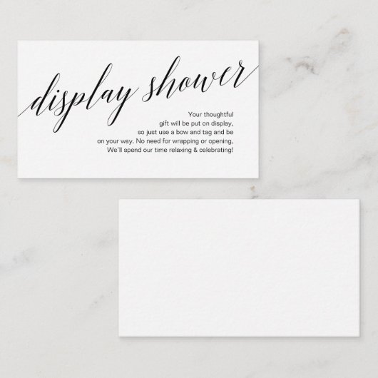 黒のモダンスクリプト、シャワーの表示 エンクロージャーカード (正面/裏面)