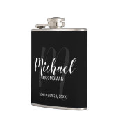 黒のモダンスクリプパーソナライズされたトGroomsmen フラスク (左)